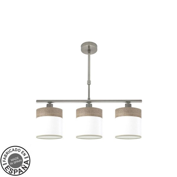 Lampara Cloe 3xe14 Niquel/blanca-madera Gris Regx55x14 cm