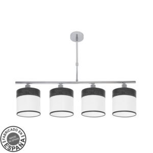 Lampara Cloe 4xe14 Cromo/blanca-madera Negra Regx75x14 cm