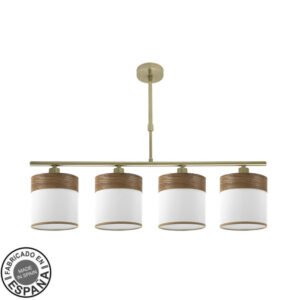 Lampara Cloe 4xe14 Cuero/blanca-madera Oscura Regx75x14 cm