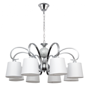 Lampara Concordia 8xe14 Cromo Pantalla Blanca 50-70x78d