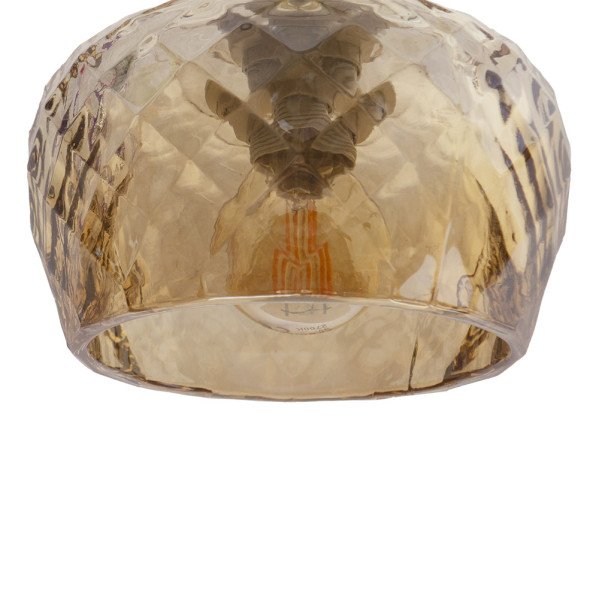 Lampara Estela 2xe14 Cuero Regx41x13 Cm C/tulipas Cristal Tallado Ambar