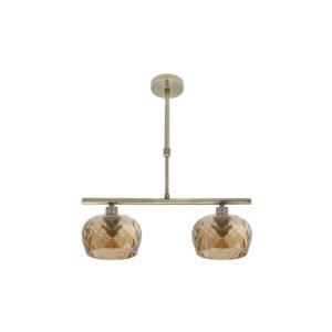 Lampara Estela 2xe14 Cuero Regx41x13 Cm C/tulipas Cristal Tallado Ambar