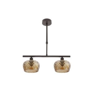 Lampara Estela 2xe14 Marron Regx41x13 Cm C/tulipas Cristal Tallado Ambar
