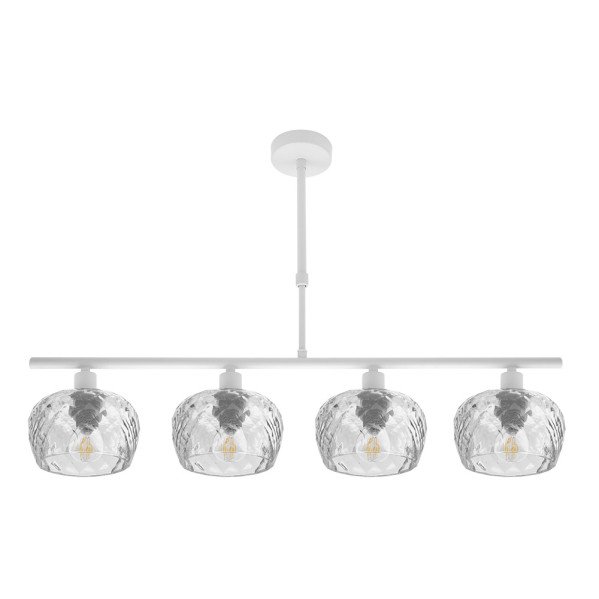 Lampara Estela 4xe14 Blanca Regx75x13 Cm C/tulipas Cristal Tallado Transparente