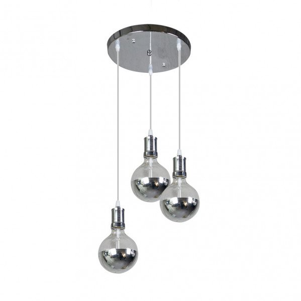 Lampara Gala 3xe27 Cromo/cromo Bombillas Incluidas 24w 2700k 2100lm Regx36x36 Cm