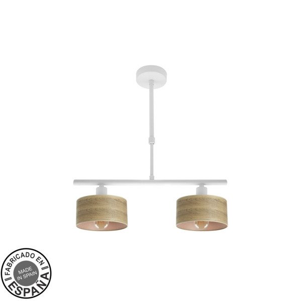 Lampara Gilda 2xe14 Blanco/madera Clara Regx43x14 Cm