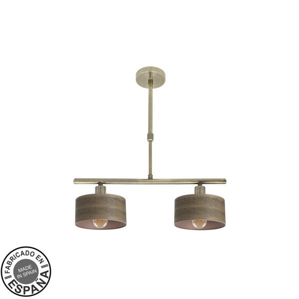 Lampara Gilda 2xe14 Cuero/madera Oscura Regx43x14 Cm