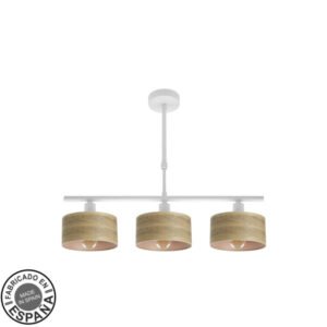 Lampara Gilda 3xe14 Blanco/madera Clara Regx55x14 Cm