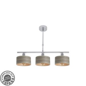 Lampara Gilda 3xe14 Cromo/madera Gris Regx55x14 Cm