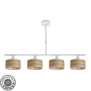 Lampara Gilda 4xe14 Blanco/madera Clara Regx76x14 Cm