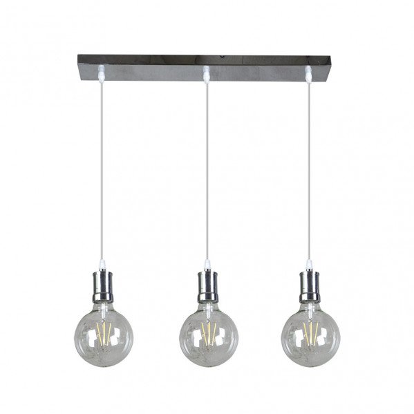 Lampara Prisco 3xe27 Cromo/transparente Bombillas Incluidas 24w 2700k 2550lm Regx64x12,5 Cm