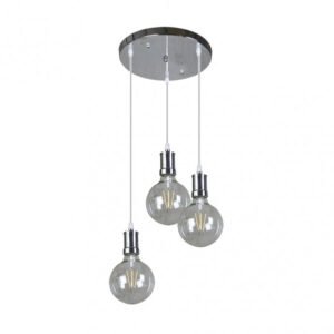 Lampara Prisco 3xe27 Cromo/transparente Bombillas Incluidas 24w 2700k 2550lm Regx36x36 Cm