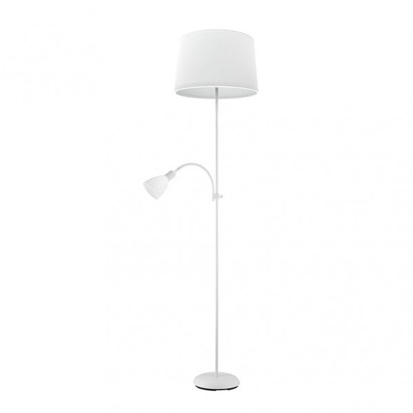 Pie De Salon Rilon 1xe27+1xe14 C/lector Blanco Pantalla Blanca 175,5x40x40 Cm