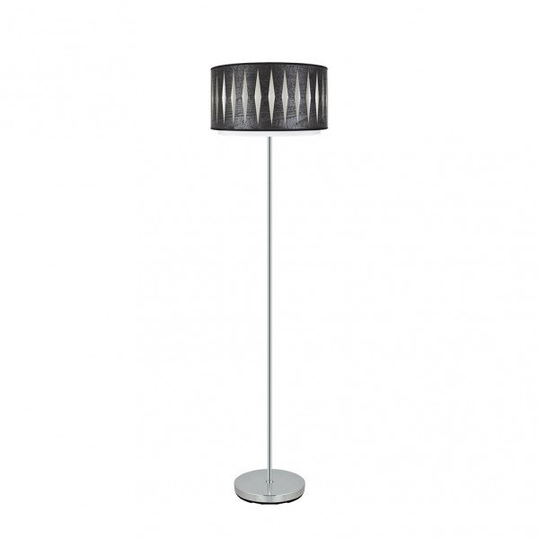 Pie Salon Alexandra 1xe27 Cromo/madera Negra 162x40x40 Cm
