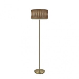 Pie Salon Alexandra 1xe27 Cuero/madera Oscura 162x40x40 Cm