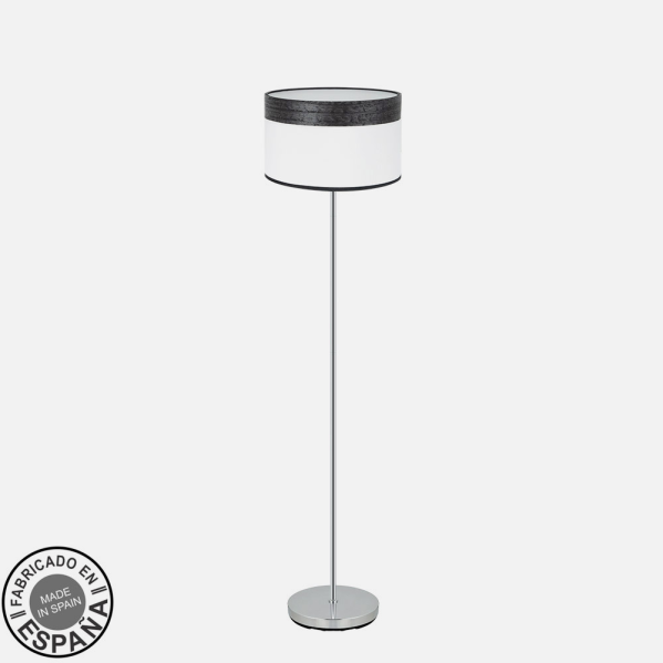 Pie Salon Cloe 1xe27 Cromo/blanca-madera Negra162x40x40 cm