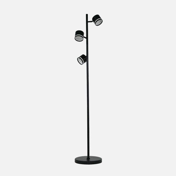 Pie Salon Ortiga 3 X Gx53 Negro 27w 2400lm Orientable Bombillas Incluidas 142x25x25cm