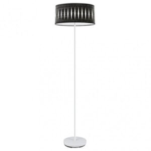 Pie Salon Piron 1xe27 Blanco/madera Negra 165x40x40 Cm