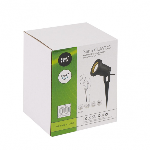 Pincho Exterior Clavos 1xegu10 Negro Policarbonato Ip65 16,2x9,8d