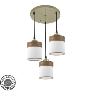 Plafon Cloe 3xe27 Cuero/blanca-madera Oscura Regx42x42 cm