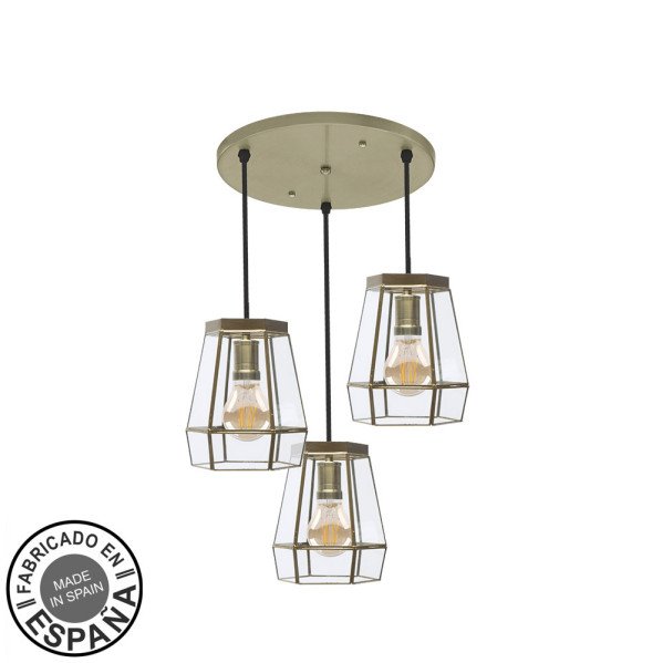 Plafon Guia 3xe27 Cuero Regx42x42 Cm