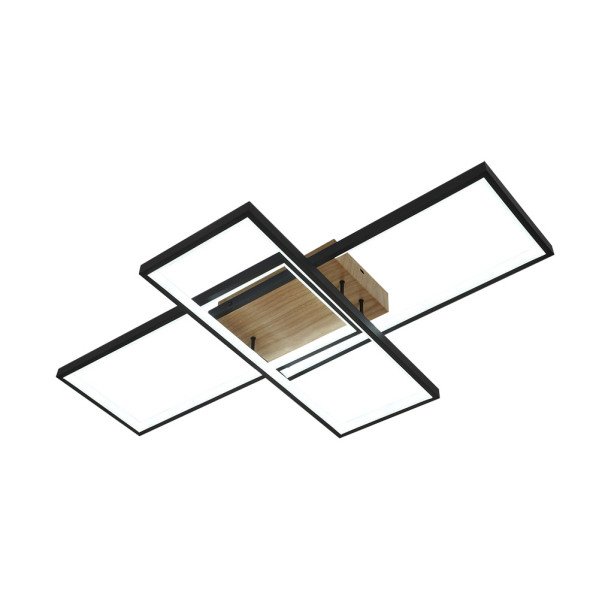 Plafon Madaleta 134w 3000-4000-6500k Negro/madera 14740 Lm C/remoto,memoria Y Reg.intensidad 9,5x79x49,5cm