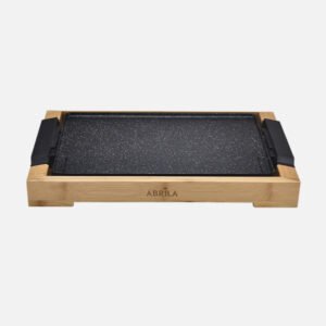 Plancha De Asar Elct.ozuki 2000w Negro/bambu Sup.ceramica,termost.reg.facil Limpiar 6,5x52,5x28,5cm