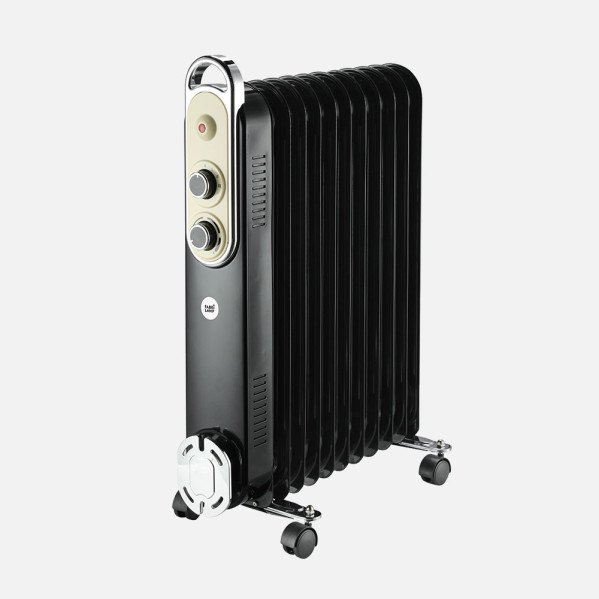 Radiador Aceite Amarantus 2500w 11elementos Negro/beis 3potencias Antivuelco Termostato Reg. Seguridad Asa 62,5x48x24cm