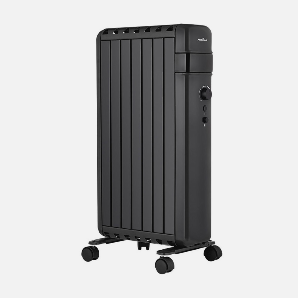 Radiador Aceite Polonia 1500w Negro Aletas Cerradas 7elementos 3potencias Antivuelco Prot.seguridad 63,5x37,5x24,5cm