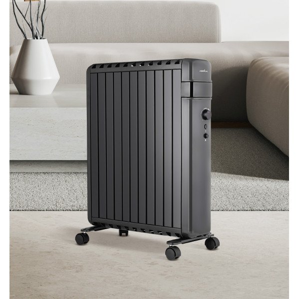 Radiador Aceite Polonia 2500w Negro Aletas Cerradas 11elementos 3potencias Antivuelco Protec.segurid.63,5x52,5x24,5cm