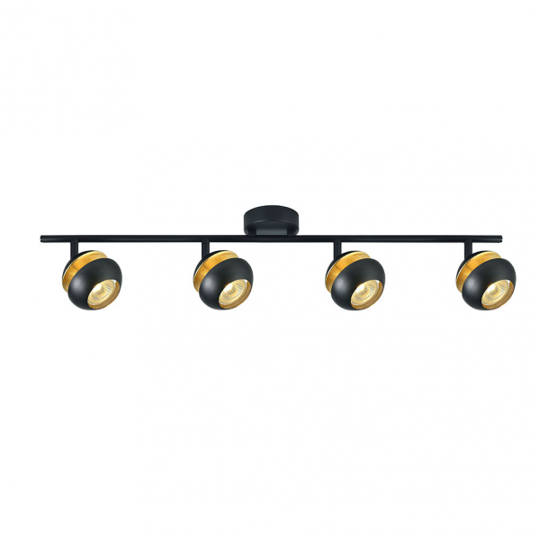 Regleta Beethoven 4xgu10 Negro/oro 14x69,5x8,5 Cm