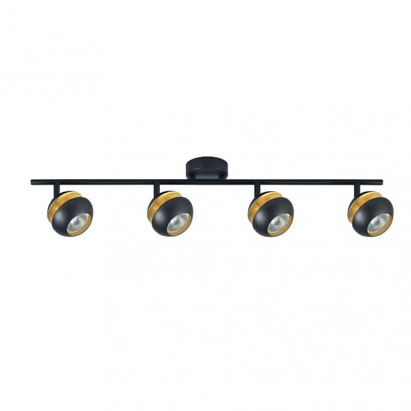 Regleta Beethoven 4xgu10 Negro/oro 14x69,5x8,5 Cm