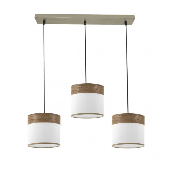 Regleta Cloe 3xe27 Cuero/blanca-madera Oscura Regx60x16 cm