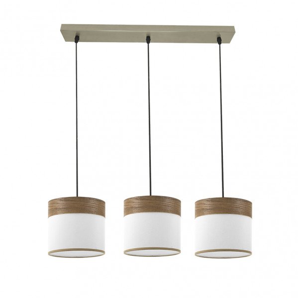 Regleta Cloe 3xe27 Cuero/blanca-madera Oscura Regx60x16 cm