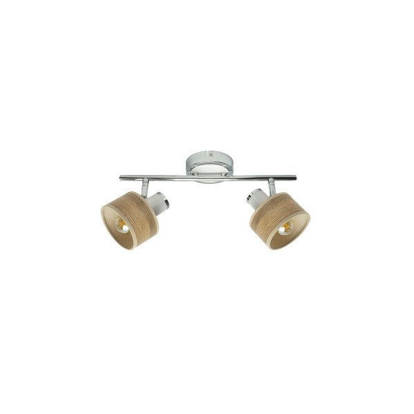 Regleta Nando 2xe14 Cromo-blanco/mad.clara Focos Orientables 16x36,5x10 Cm
