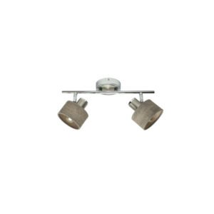 Regleta Nando 2xe14 Cromo-niquel/mad.gris Focos Orientables 16x36,5x10 Cm
