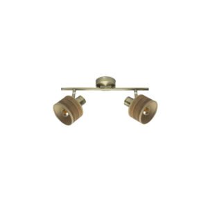 Regleta Nando 2xe14 Cuero/mad.oscura Focos Orientables 16x36,5x10 Cm