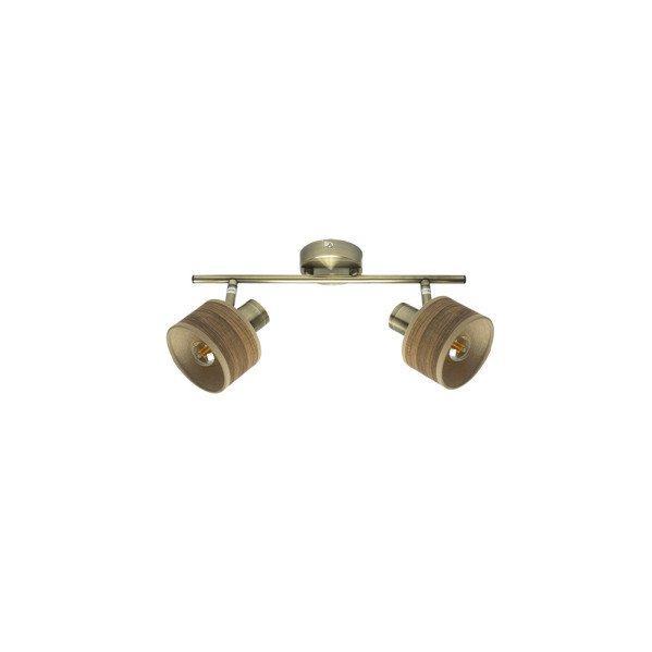Regleta Nando 2xe14 Cuero/mad.oscura Focos Orientables 16x36,5x10 Cm