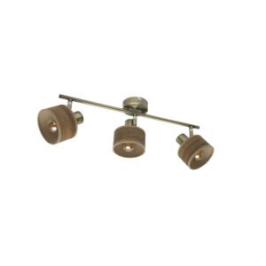 Regleta Nando 3xe14 Cuero/mad.oscura Focos Orientables 16x51x10 Cm