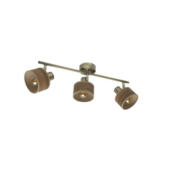 Regleta Nando 3xe14 Cuero/mad.oscura Focos Orientables 16x51x10 Cm