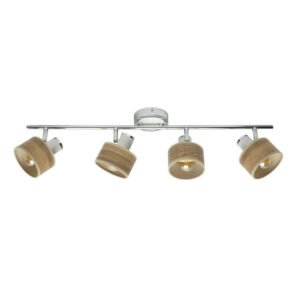 Regleta Nando 4xe14 Cromo-blanco/mad.clara Focos Orientables 16x73x10 Cm