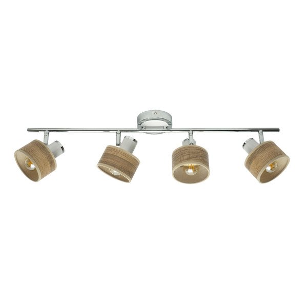 Regleta Nando 4xe14 Cromo-blanco/mad.clara Focos Orientables 16x73x10 Cm
