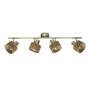 Regleta Nando 4xe14 Cuero/mad.oscura Focos Orientables 16x73x10 Cm