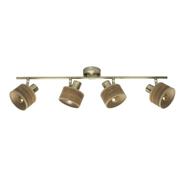 Regleta Nando 4xe14 Cuero/mad.oscura Focos Orientables 16x73x10 Cm