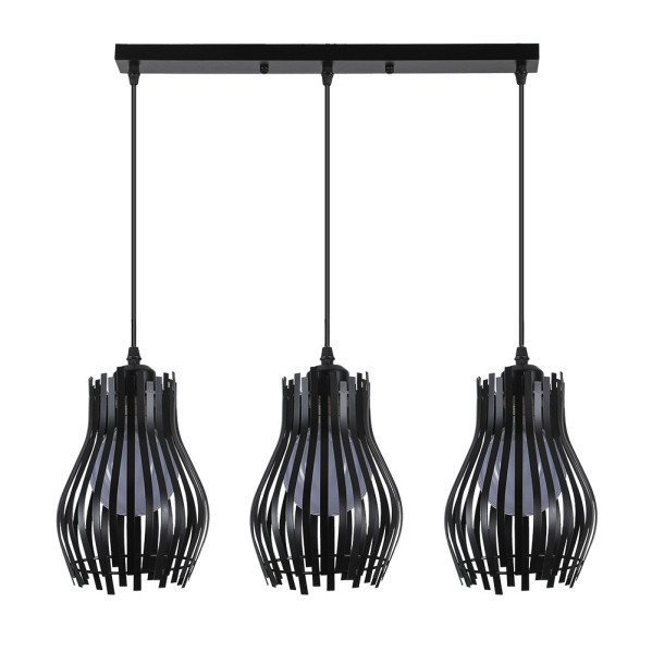 Regleta Ragusa Negra 3xe27 Regx64x16cm