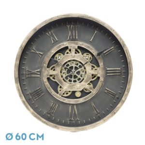 Reloj De Pared Adamuz Negro/oro 60x60x7cm Engranajes Con Movimiento