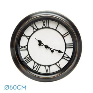 Reloj De Pared Almita Negro Rustico 60d Agujas Retro Industrial Gran Tamaño