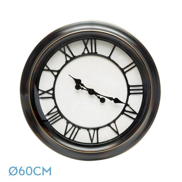 Reloj De Pared Almita Negro Rustico 60d Agujas Retro Industrial Gran Tamaño