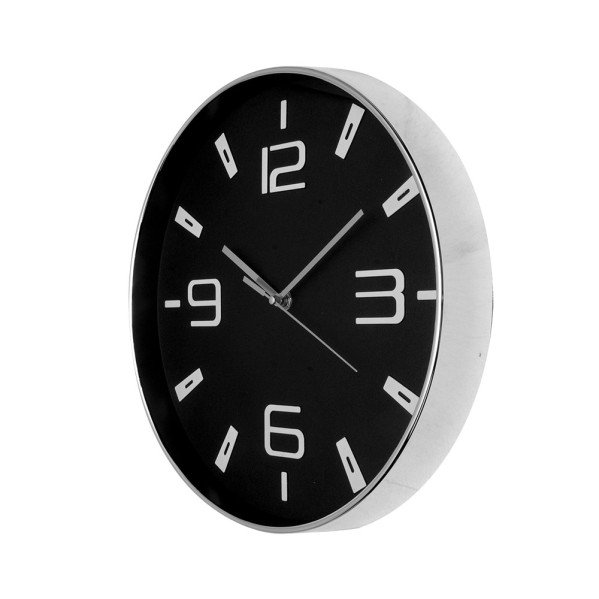 Reloj De Pared Aroa Plata/negro 30d Movimiento Continuo