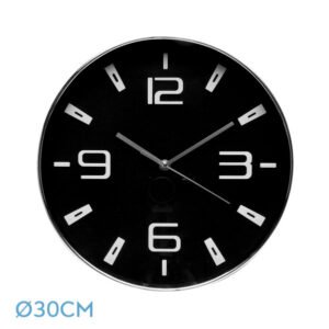 Reloj De Pared Aroa Plata/negro 30d Movimiento Continuo